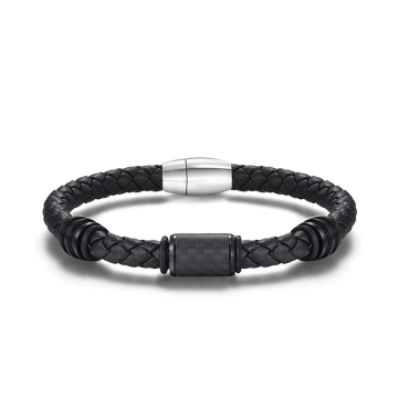 2024 Men's Stainless Steel Black Engravable Bracelet with Magnetic Clasp