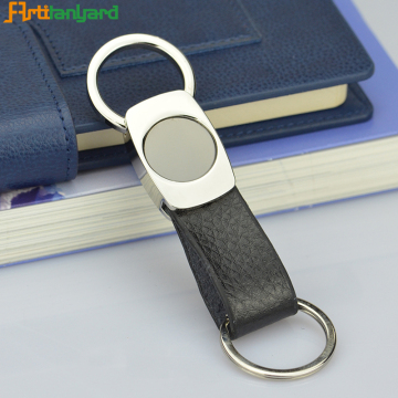 Black Leather Keychain With Customized Size