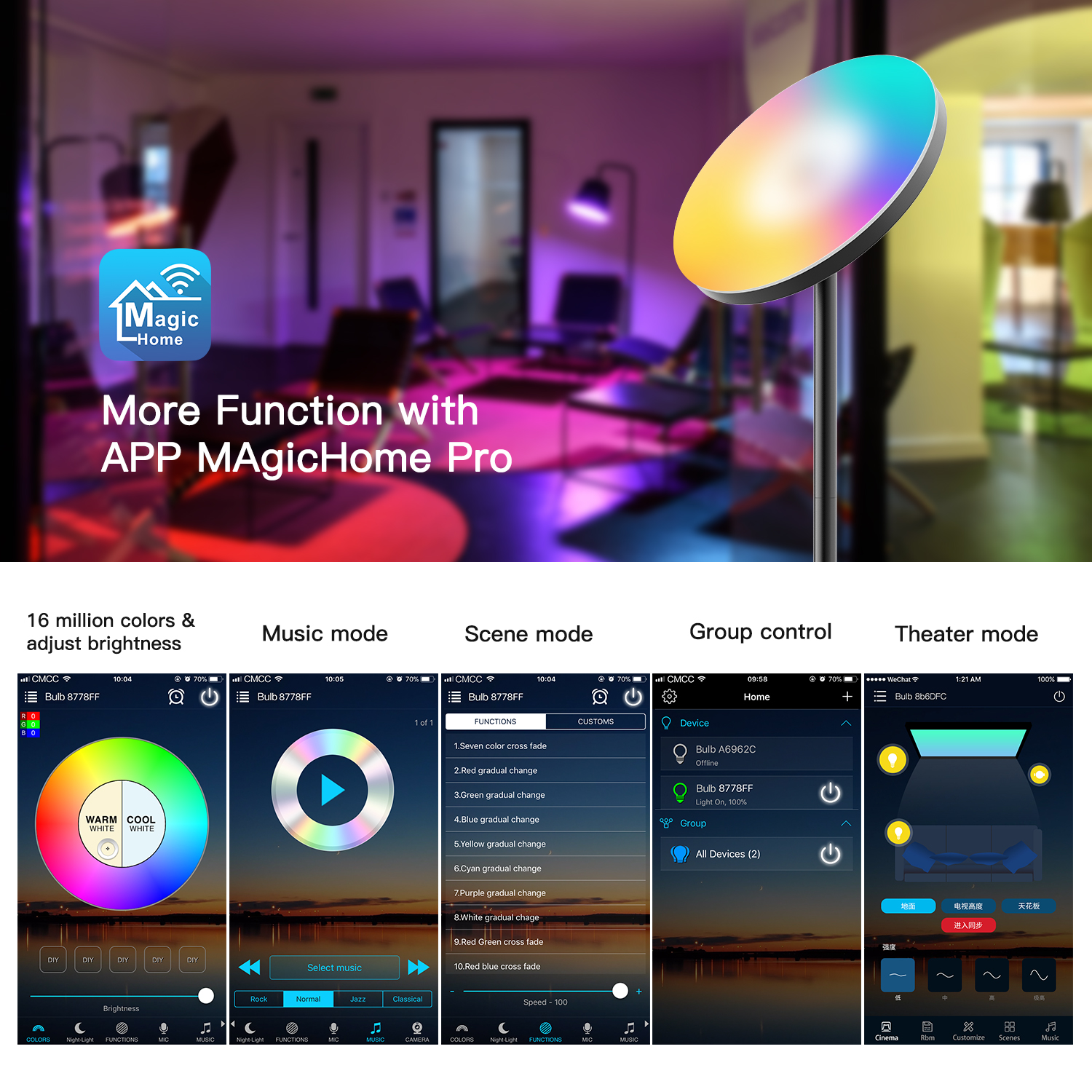 Candeeiro de pé LED inteligente LED LED smart smart led Floor lamp