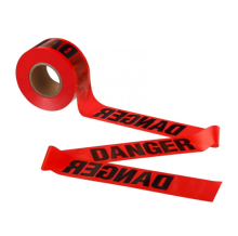 Durable red hazard warning tape