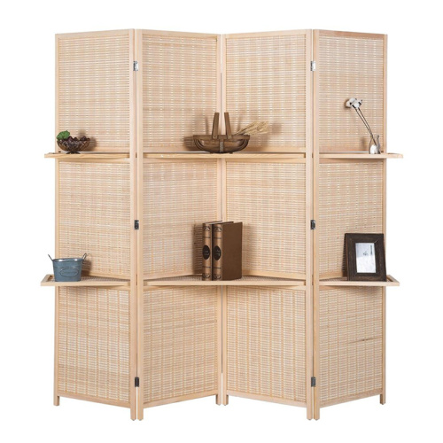 Bamboo 4-Panels Folding Room Divider for Bedroom