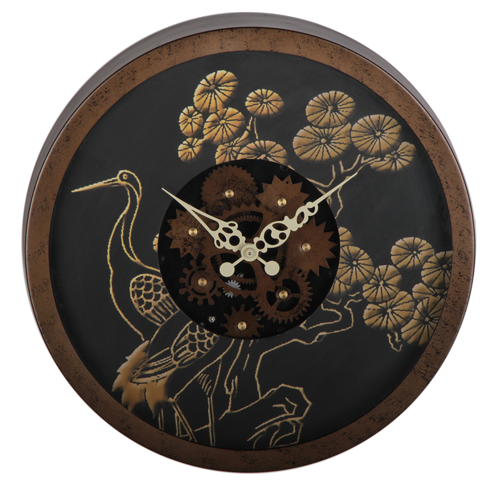 14 Inches Rustic Bird-pattern Gear Wall Clock