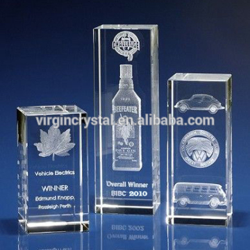Rectangle laser engraved crystal awards for souvenirs