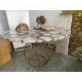 Semi Precious white agate round table