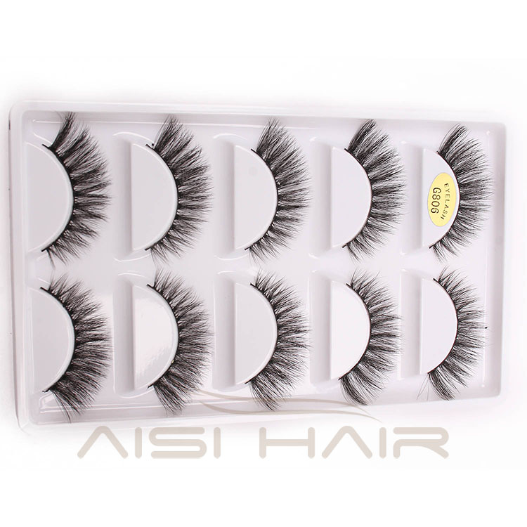 Aisi Hair Cheap Price 5 Pairs Handmade Cross False Eyelashes , Mink Eyelashes 3d