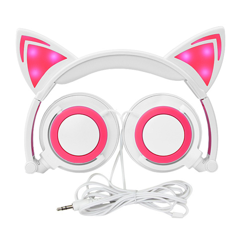 Cartoon Kids LED Light Up Cat Ear Headphones