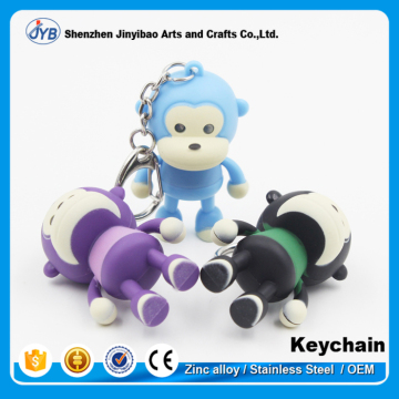plastic 3D monkey shaped promotional gift LED light keychain