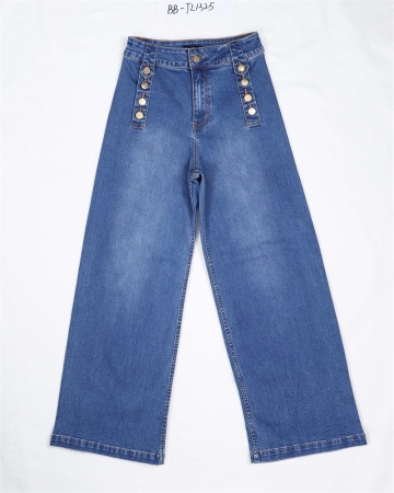 Dark Blue Ladies Wide Leg Jeans Wholesale