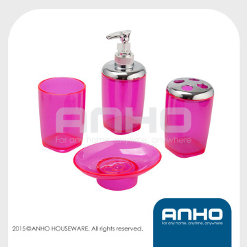 Anho 4pcs transparent purple ABS bathroom set