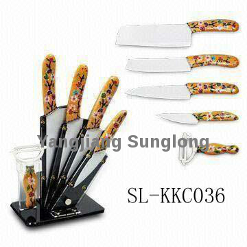 hiht quality 5pcs ceramic kitchen knife set with acrylic stand