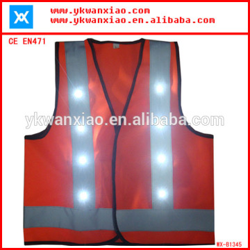 flashing LED reflective safety vest with 16 led lights , flashing LED safety vest
