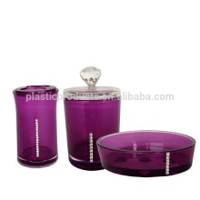 Purple plastic cotton swab box with diamond