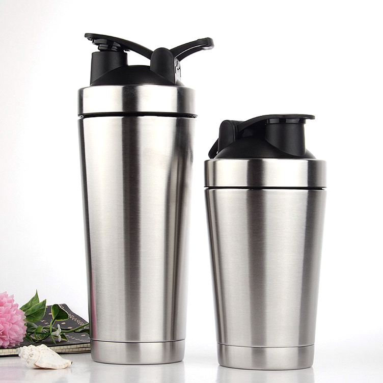 500ml Double Wall Stainless Steel Protein Shaker Vacuum Flasks with Stainless Steel Ball