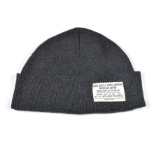 knitted acrylic heather grey beanie skull cap