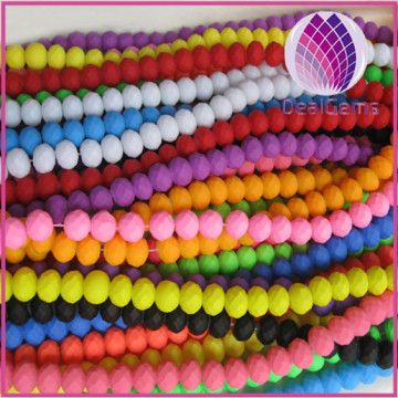 Bead matte glass coating 8x6mm faceted rondelle.