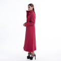 Rosy red cashmere overcoat with vertical collar