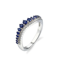 Customized Sapphire Crown Ring: Original 925 Sterling Silver with Lab-Created Blue Sapphire - Price Inquiry