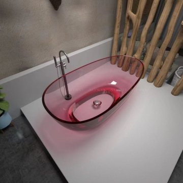Transparent Resin Bathtub - Freestanding Solid Purple Bathtub