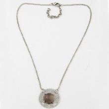 Engagement silver pendant necklace with pearl