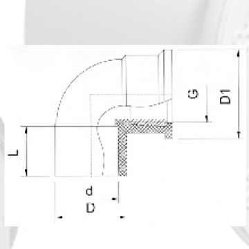 Cotovelo fêmea de Upvc da fonte de água DinPn10 90 ° de bronze branco