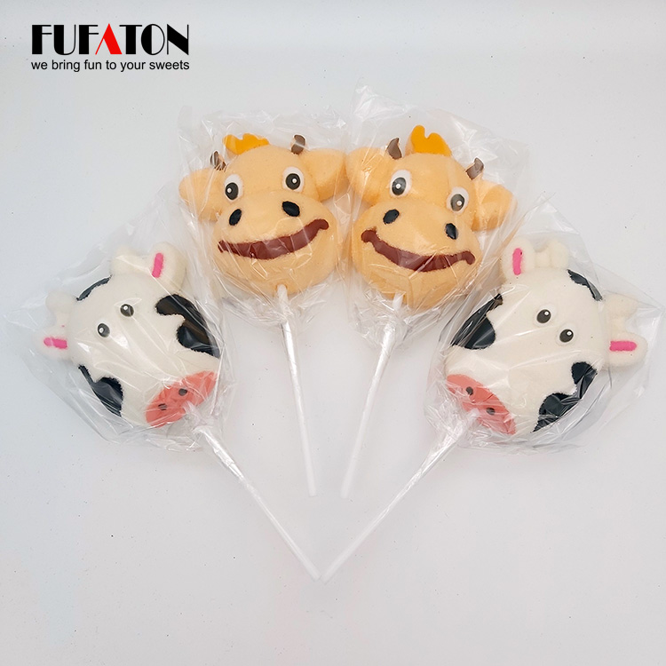 Funny Cartoon animal frog shape marshmallow lollipop candy