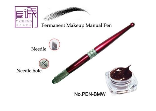 Eyebrow Permanent Makeup Manual Tattoo Pen With 15-prong Curved Needles