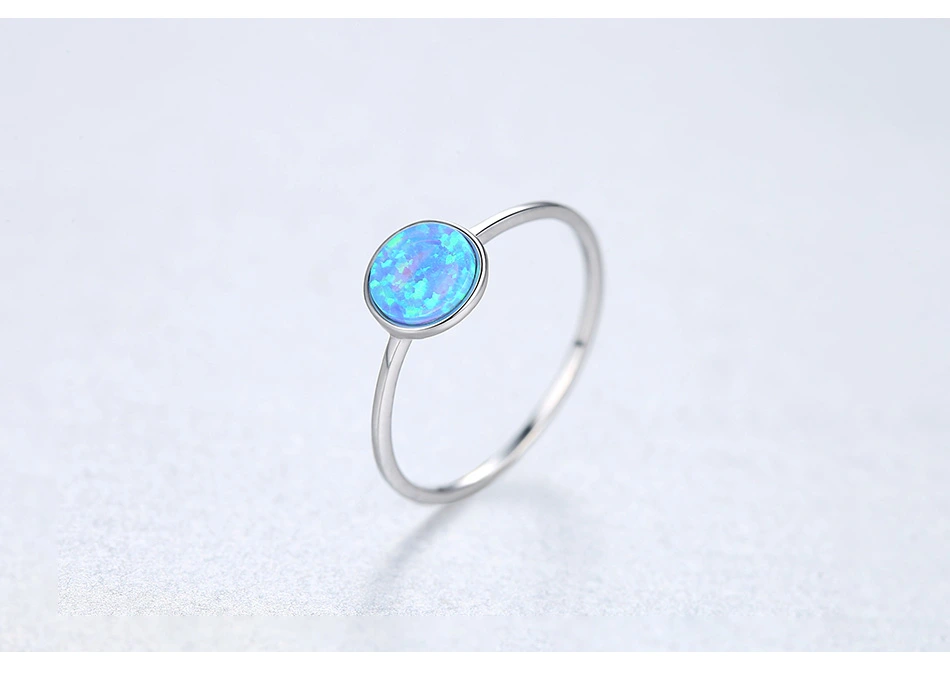Classic 925 Sterling Silver Circle Opal Finger Rings