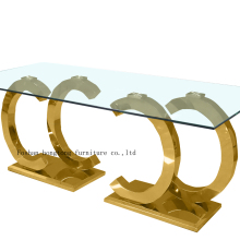 one table transform to 5 designs chrome stainless steel glass top dining table and 6 chair dining room furniture dining set