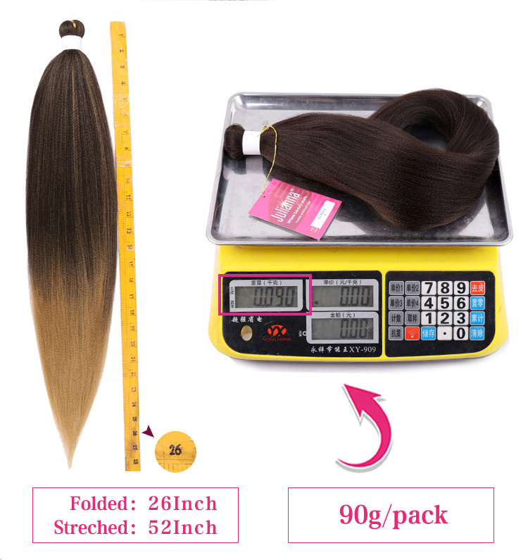 Juliana Wholesale Free Sample Synthetic Private Label Bulk Pre-Stretched Stretched Braiding Hair Pre Stretch