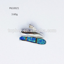925 sterling silver blue fire opal snake pendant