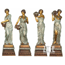Metal crafts life size four season bronze girl lady statue