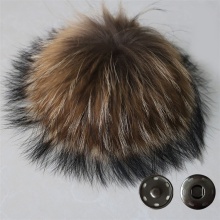 Genuine Fur Pompom Raccoon Fur Pompoms with button