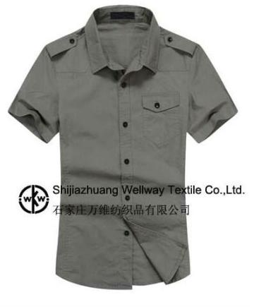 100 cotton round bottom short sleeve casual uniform solid man shirt