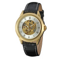 Gold Alloy Case Leather Japan Movement Watch