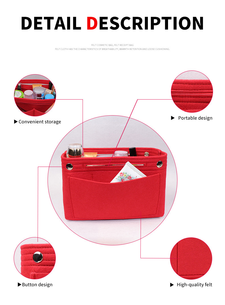 Wholesale Amazon Fashion Portable Bathroom Women Make Up Storage Bag Organizer Felt Toiletry Tote hanging Cosmetic Bag Travel