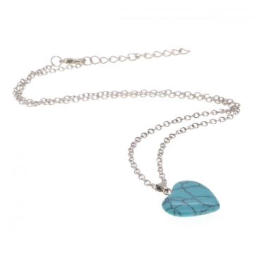 Natural Turquoise Heart Pendant Necklace 45cm Chain