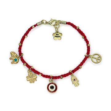 Weaved Bracelet With Tiny Pendant Evil Eye Hamsa Bracelet