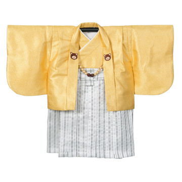 Little Boy Black Stripes Integrated Haori Hakama Set