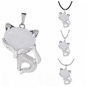 Cristal Luck Collar de zorro para mujeres Men curativas Amuleto de cristal Animal Pendiente de joya Gémica Regalos