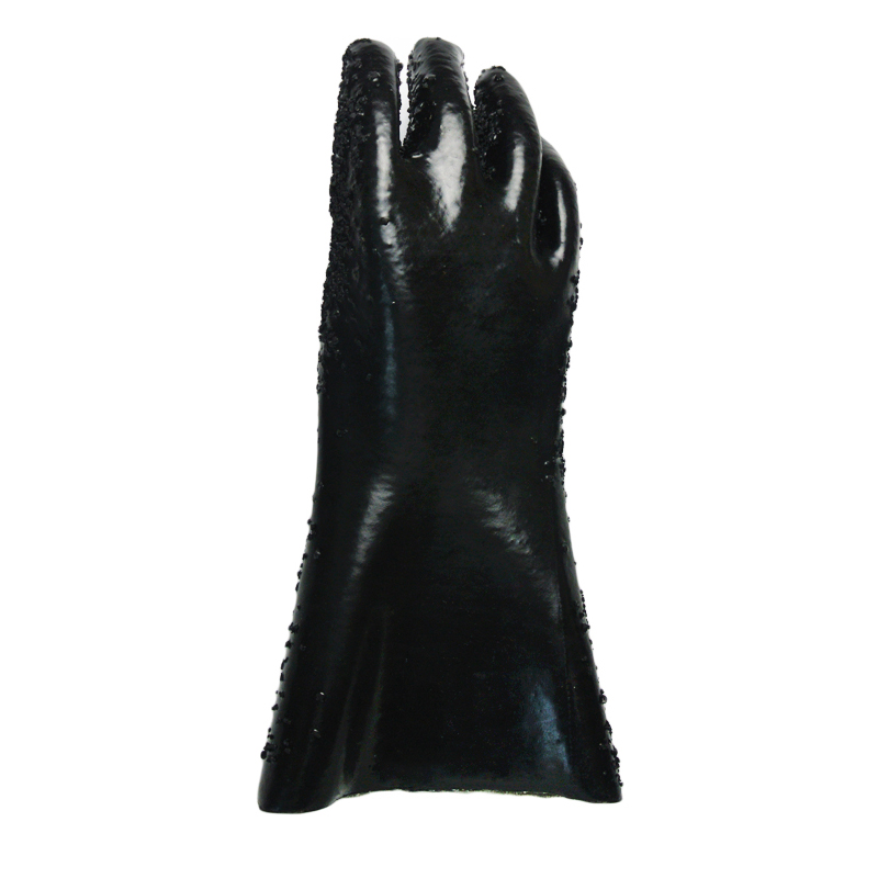 Black Single Dipped PVC.Rubber Dots Anti-Slip PVC Glove