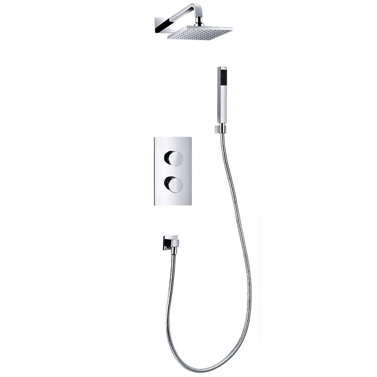 TMV2 WRAS wall mounted thermostatic dual concealed valve bracket with handset shower arm 8'' showerhead bathroom shower