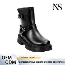 Women's Black Platform Moto Boots