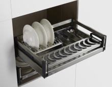 Stainless Steel Pull-Out Kitchen Storage Basket for Bowls and Dishes - BFF-9127