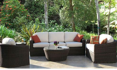 Outdoor Patio Resin Wicker Furniture 5 PC Sofa Set Sunbrella Cushions