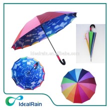 double layer blue sky rainbow color umbrella