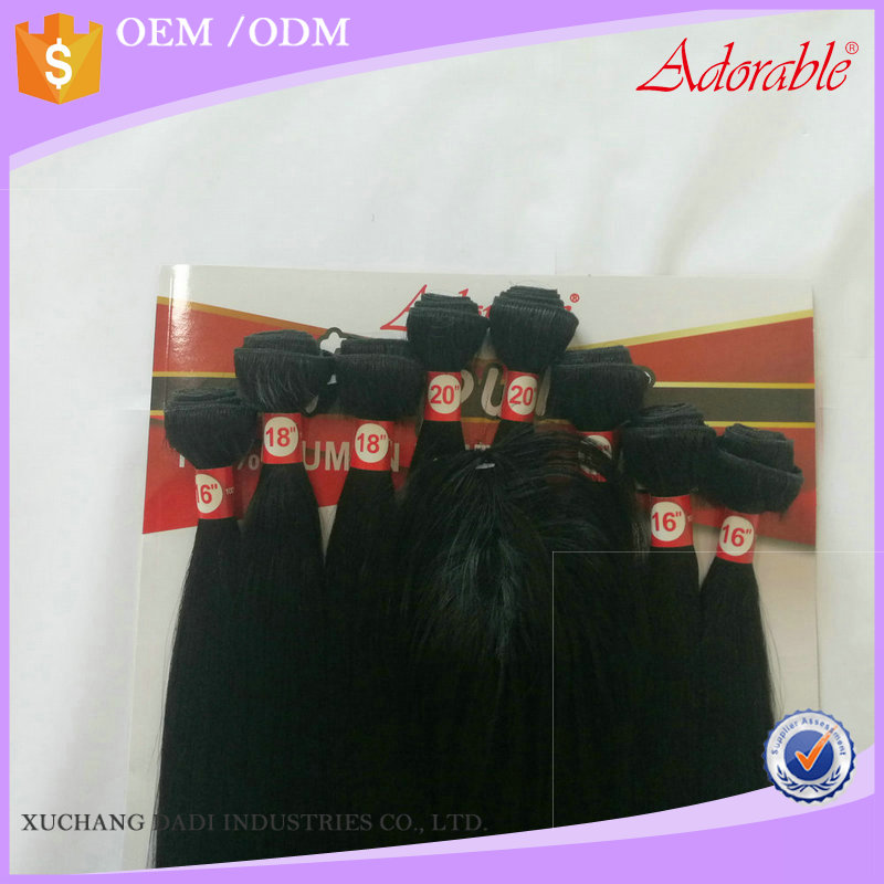 Xuchang dadi Adorable hair factory price animal mixed synthetic hair silk straight 8pcs/lot with free closure,package 100% human