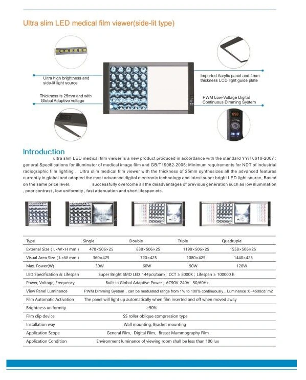 Super Thin LED X-ray Film Illuminator Medical X-ray Film Viewer Single/Double/Triple X-ray Film