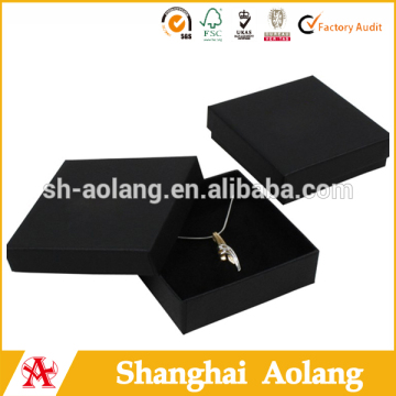 Plain black paper jewelry boxes for necklace with velvet