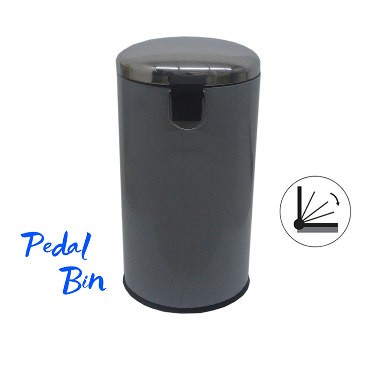 grey stainless steel pedal bin