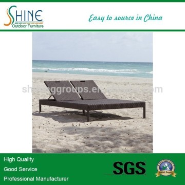 Outdoor Furniture Wicker double chaise lounge, garden furniture rattan chaise lounge wholesale